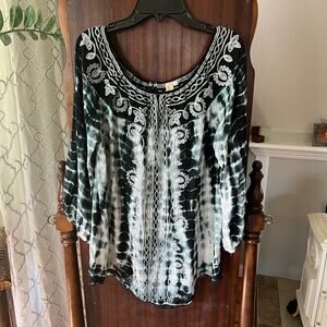 Trend responsibly small tie-dye loosefitting BoHo peasant top